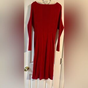 White Mark Red Long Sleeve Dress